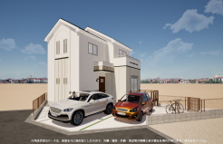 ※完成予定CGパースは、図面を元に描き起こしたもので、外構・植栽・外観・周辺等が実際と多少異なる場合があります