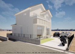 ※完成予定CGパースは、図面を元に描き起こしたもので、外構・植栽・外観・周辺等が実際と多少異なる場合があります