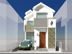 ※完成予定CGパースは、図面を元に描き起こしたもので、外構・植栽・外観・周辺等が実際と多少異なる場合があります