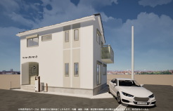 ※完成予定CGパースは、図面を元に描き起こしたもので、外構・植栽・外観・周辺等が実際と多少異なる場合があります