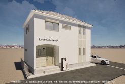 ※完成予定CGパースは、図面を元に描き起こしたもので、外構・植栽・外観・周辺等が実際と多少異なる場合があります