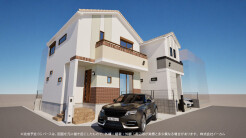 1号棟 ※完成予定CGパースは、図面を元に描き起こしたもので、外構・植栽・外観・周辺等が実際と多少異なる場合があります