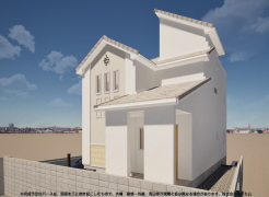 ※完成予定CGパースは、図面を元に描き起こしたもので、外構・植栽・外観・周辺等が実際と多少異なる場合があります