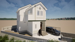 ※完成予定CGパースは、図面を元に描き起こしたもので、外構・植栽・外観・周辺等が実際と多少異なる場合があります