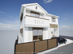 ※完成予定CGパースは、図面を元に描き起こしたもので、外構・植栽・外観・周辺等が実際と多少異なる場合があります