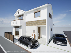 ※完成予定CGパースは、図面を元に描き起こしたもので、外構・植栽・外観・周辺等が実際と多少異なる場合があります