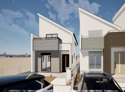 3号棟 ※完成予定CGパースは、図面を元に描き起こしたもので、外構・植栽・外観・周辺等が実際と多少異なる場合があります