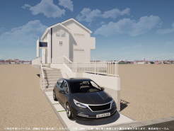 ※完成予定CGパースは、図面を元に描き起こしたもので、外構・植栽・外観・周辺等が実際と多少異なる場合があります