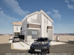 ※完成予定CGパースは、図面を元に描き起こしたもので、外構・植栽・外観・周辺等が実際と多少異なる場合があります