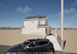 ※完成予定CGパースは、図面を元に描き起こしたもので、外構・植栽・外観・周辺等が実際と多少異なる場合があります