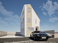 ※完成予定CGパースは、図面を元に描き起こしたもので、外構・植栽・外観・周辺等が実際と多少異なる場合があります