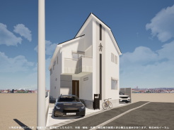 1号棟 ※完成予定CGパースは、図面を元に描き起こしたもので、外構・植栽・外観・周辺等が実際と多少異なる場合があります