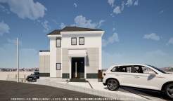 ※完成予定CGパースは、図面を元に描き起こしたもので、外構・植栽・外観・周辺等が実際と多少異なる場合があります