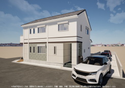 ※完成予定CGパースは、図面を元に描き起こしたもので、外構・植栽・外観・周辺等が実際と多少異なる場合があります