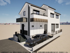 ※完成予定CGパースは、図面を元に描き起こしたもので、外構・植栽・外観・周辺等が実際と多少異なる場合があります