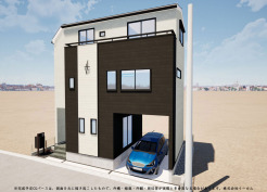 ※完成予定CGパースは、図面を元に描き起こしたもので、外構・植栽・外観・周辺等が実際と多少異なる場合があります