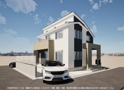 ※完成予定CGパースは、図面を元に描き起こしたもので、外構・植栽・外観・周辺等が実際と多少異なる場合があります