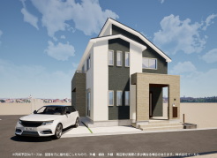 ※完成予定CGパースは、図面を元に描き起こしたもので、外構・植栽・外観・周辺等が実際と多少異なる場合があります