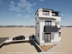 ※完成予定CGパースは、図面を元に描き起こしたもので、外構・植栽・外観・周辺等が実際と多少異なる場合があります