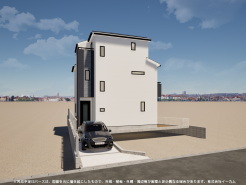 ※完成予定CGパースは、図面を元に描き起こしたもので、外構・植栽・外観・周辺等が実際と多少異なる場合があります