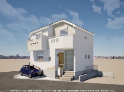 ※完成予定CGパースは、図面を元に描き起こしたもので、外構・植栽・外観・周辺等が実際と多少異なる場合があります