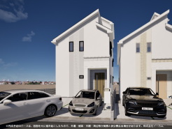 1号棟 ※完成予定CGパースは、図面を元に描き起こしたもので、外構・植栽・外観・周辺等が実際と多少異なる場合があります