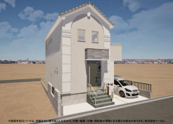 ※完成予定CGパースは、図面を元に描き起こしたもので、外構・植栽・外観・周辺等が実際と多少異なる場合があります