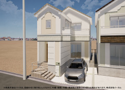 1号棟 ※完成予定CGパースは、図面を元に描き起こしたもので、外構・植栽・外観・周辺等が実際と多少異なる場合があります