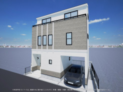 ※完成予定CGパースは、図面を元に描き起こしたもので、外構・植栽・外観・周辺等が実際と多少異なる場合があります