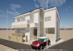※完成予定CGパースは、図面を元に描き起こしたもので、外構・植栽・外観・周辺等が実際と多少異なる場合があります