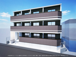 ※完成予定CGパースは、図面を元に描き起こしたもので、外構・植栽・外観・周辺等が実際と多少異なる場合があります